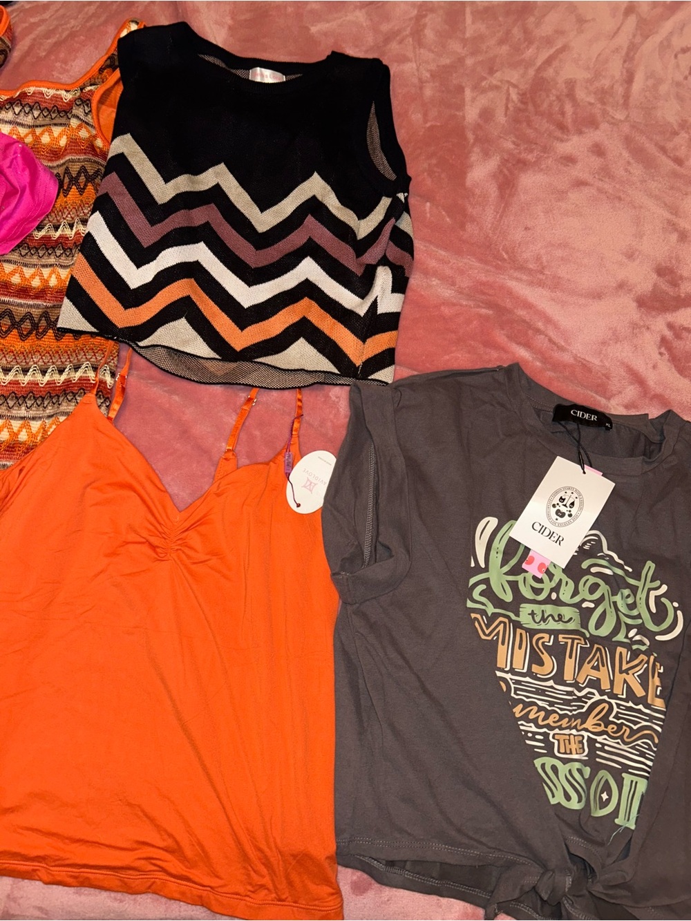 Cider Multicolor Chevron Knit Tank - Black, Orange, Purple